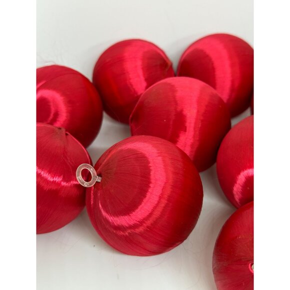 VTG Red Satin Christmas Ball Ornaments Lot Unbreakable 2" Retro Holiday Decor - Picture 3 of 10